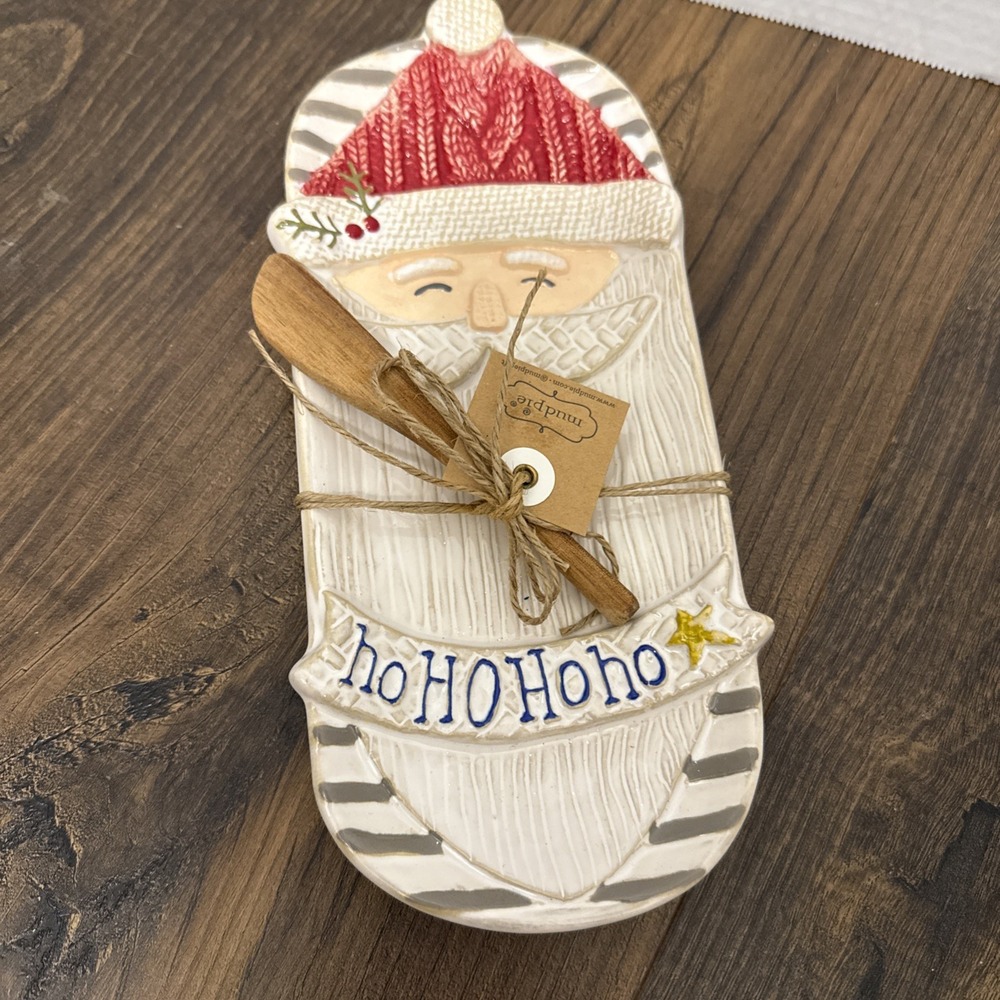 Santa & Co Christmas Holiday Butter Knife Serving Dish Set